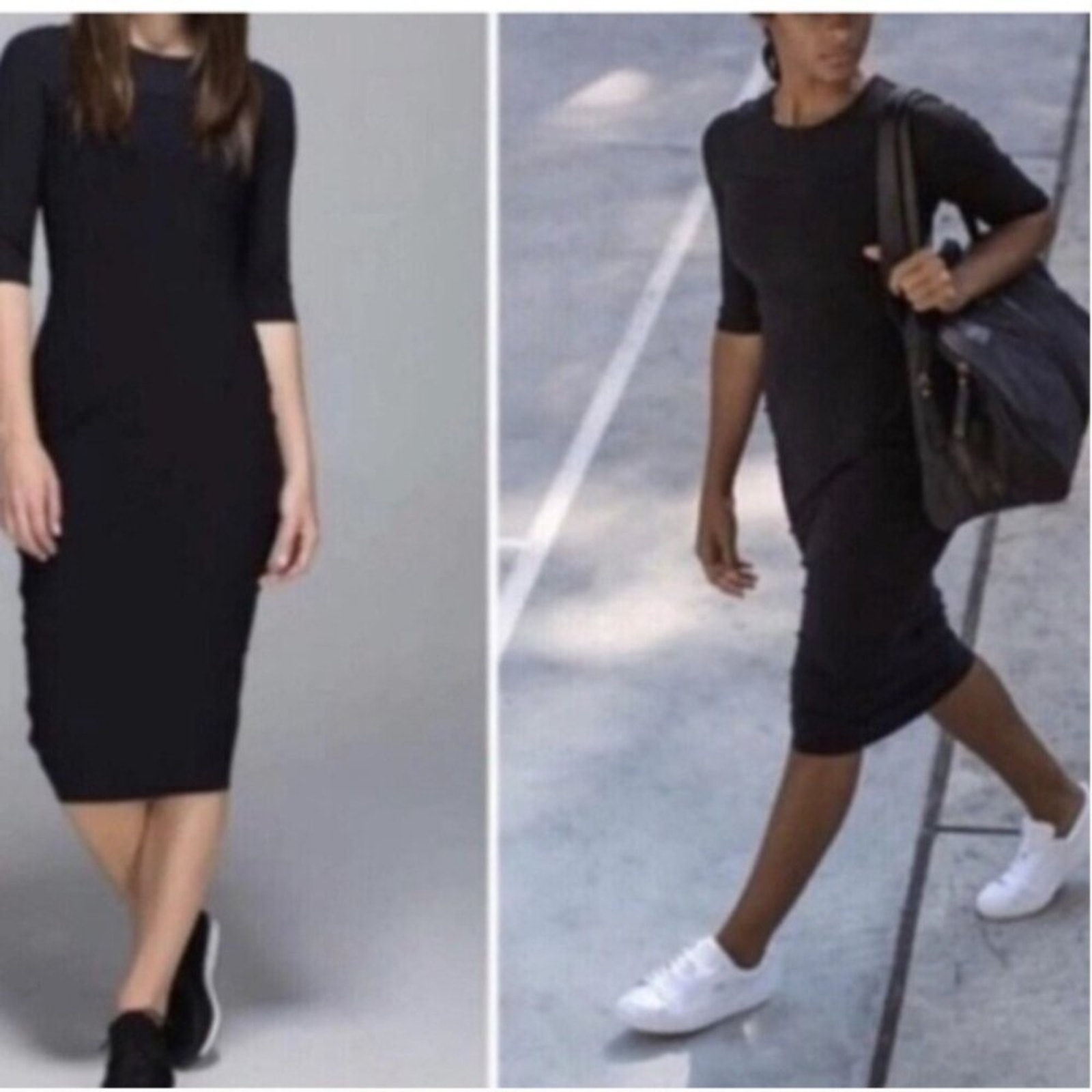 Lululemon Out Of This World Dress Midi Half Sleeve Bodycon Black Dress Size 4-6